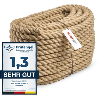 Seilwerk STANKE Juteseil Naturfasern gedreht Tauwerk Hanf Jute Tau Seil Tauziehen Absperrseil Handlauf 8mm 5m