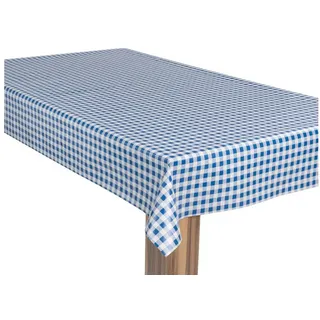 laro Tischdecke Wachstuch-Tischdecke Gartentischdecke Karo Kariert BlauWeiß bunt 130 cm x 130 cm