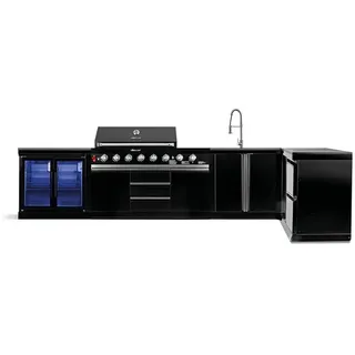 Goriller Outdoorküche, Schwarz Hochglanz, Metall, 30 W, 471x90x58 cm, CE, Grills & Outdoor-Küchen, Gasgrills