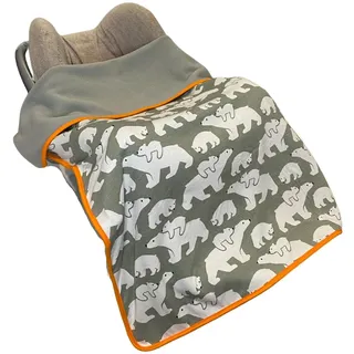 BundleBean Decke aus 100% Baumwolljersey, wendbare Doppelschichtdecke mit Fleece und Kontrastbordüre. 100 x 75 cm fürs Baby und zu Babypartys. Ideal für Gitterbetten, Kinderwagen, (Eisbär)