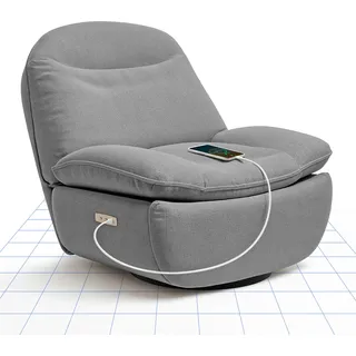 FLEXISPOT Relaxsessel, XR6, Elektrischer Sessel, Schlafsessel mit USB, Drehsessel mit Rocking, Liegesessel im Wohnzimmer, Fernsehsessel mit verstellbare Rückenlehne, Ruhesessel (Grau)