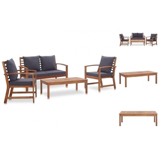 vidaXL Garten-Essgruppe Garten Lounge Set mit Auflagen 4-tlg Massivholz Akazie Holz Sitzgruppe braun