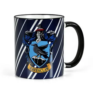 Elbenwald Harry Potter Tasse mit Ravenclaw Wappen Rundumdruck mit Wappentier Rabe/Adler und Schriftzug Keramik 300ml blau