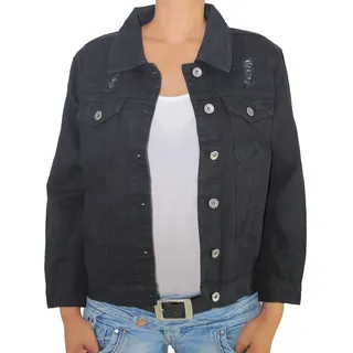Sotala Damen Jeansjacke Damenjacke Denim Stretch Jeans Jacket Übergangsjacke in Schwarz und Weiss - 36
