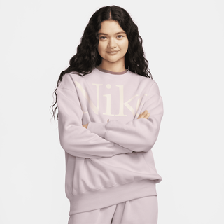 Nike Sportswear Phoenix Fleece Oversize-Damen-Sweatshirt mit Logo und Rundhalsausschnitt - Lila, XL (EU 48-50)