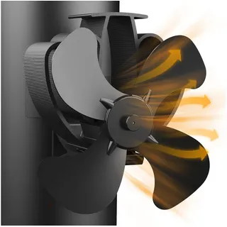 Ausic Kaminventilator Mini Ofenventilator mit Magnetbefestigung leiser 4-Flügel Heizlüfter, thermoelektrisch 105 CFM für für Kamin Kaminöfen Holzöfen Öfen schwarz