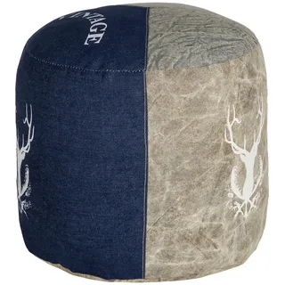 WOMO-DESIGN Sitzpouf Jacksonville Baumwolle 35 x 43 x 35 cm Blau