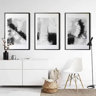 Sarah Duke 3er Premium Poster Set, Abstrakt Wandbilder Wohnzimmer Bilder Schwarz Aesthetic Bilder Set, Modern Bilder Set Kunstdrucke Wandposter, Ohne Rahmen (40x50cm)