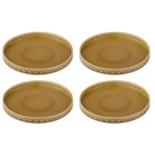 Ladelle Servierteller HEATH Tapas-Teller karamell 20 x 2,5 cm 4tlg, Porzellan, (Dessertteller), Heath Caramel Tapas 4pk Plate 20x2.5cm braun