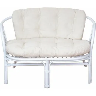 Sitzbank HOME AFFAIRE Sitzbänke Gr. B/H/T: 110 cm x 83 cm x 69 cm, weiß (weiß, creme) Essbänke aus handgeflochtenem Rattan, mit Kissen