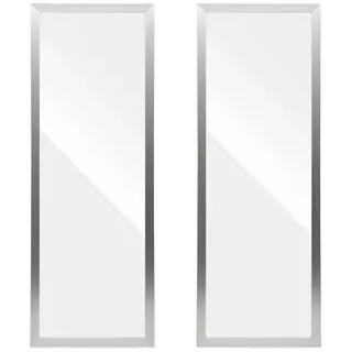 DRULINE 2er-Set Türspiegel - Wandspiegel - Spiegel - Dekospiegel - Flurspiegel - Kunststoff Silber - B/H ca. 34x94 cm - mit abnehmbaren Haken - zur Aufhängung an Tür oder Wand