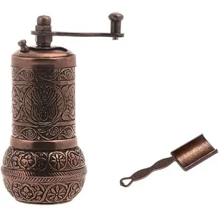 Acar Türkische Pfeffermühle Schwarz Nachfüllbar Mit Messlöffel und Kurbel - Gewürzmühle (Old Copper)
