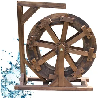 Holz Wassermühle Wasserspiel Garten Brunnen Wasserrad Gartendekoration Water Fountain Wasserfall Im Freien Wasserradbrunnen Wheels Wasserlandschaft Handgemacht für teich,Patio,Yard,Aquarium,Terrasse