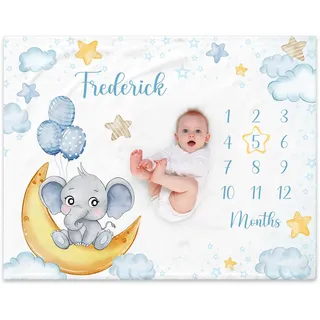 NIBESSER Personalisierte Baby Meilenstein Decke Monatsdecke Kinder Kuscheldecke Flauschige Babydecke Neugeborenen Geschenk Kuscheldecke, 76x100cm