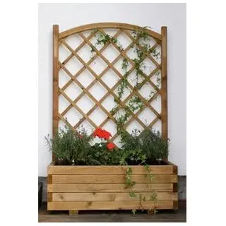 Dehner Holz-Blumenkasten mit Spalier Wachau, B90/H140/T40 cm, Braun