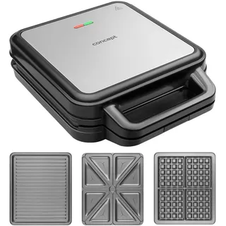 Concept SV3080 - 3in1 Toaster FAMILY 1200W/230V Schwarz/Edelstahl - Schwarz/Edelstahl