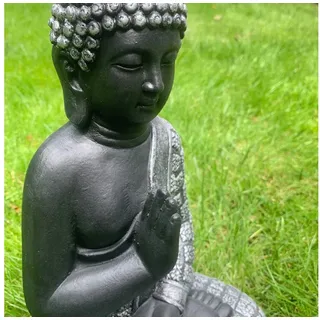 K&L Wall Art Buddhafigur Buddha Statue Kunststein Feng Shui Deko Steinfigur (1, Gartenfigur), 33cm große Boho Gartendeko schwarz