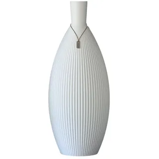 Design Vase OVO, Moderne 3D gedruckte Designvase mit Rillenmuster, Schwarz/Weiß/Grau, Dekorative Designvase (Weiß matt, 50 cm)
