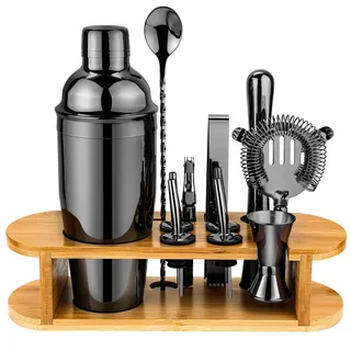 Cocktail Shaker Set Barkeeper Set mit Ständer, Edelstahl Drink Mixer Set mit allem wichtigen Zubehör, Professionelles Bar Tool Set Bartending Kit, Geschenke für Home Bar und Männer Papa Frauen