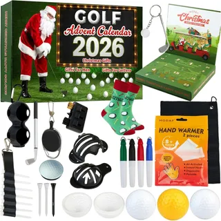 KreativeKraft Golf Adventskalender 2026 Männer Teenager, 24 Zubehörteile | Weihnachts Countdown Kalender für Golfer, mit Socken, Pop Socket, Schlüsselanhänger & Tees, Geschenk für Herren