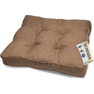 sunnypillow Polster für Gartenmöbel - Sitzkissen 50 x 50 cm für Rattanmöbel - Stuhlauflage Outdoor, wasserdicht, UV-lichtecht - Gartenpolster, Polsterauflagen auf Rattansessel, Stuhl - Kissen Braun