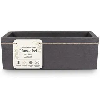 BigDean Blumenkübel XL 80 x 30 x 26 cm Schwarz