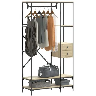 furnicato Kleiderständer mit Ablagen 97 x 40 x 180 cm Sonoma-Eiche, Garderobenständer mit Schubladen und Ablage für kleine Räume braun