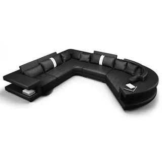 Xlmoebel Wohnlandschaft Wohnlandschaft Rundsofa Polster Leder XXL BIG Couch, Wohnlandschaft, Made in Europa schwarz