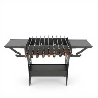 ILFIDIA Mangal Grill Schaschlik Holzkohlegrill, Mangalgrill, mit abnehmbaren Beinen, mobiler Grill für Garten, Picknick & Reisen, aus 2 mm Stahl (mit Spieße)