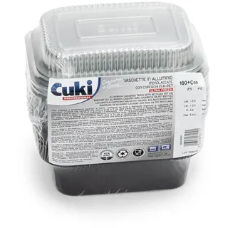Cuki Professional Aluminiumschalen mit Deckel, ultrastark, 1 Portion, lackiert, 16 x 12 x 5 cm, 1 Packung mit 25 Stück, Einweg für Backofen, Mikrowelle, Kühlschrank, Kochen, Aufbewahrung