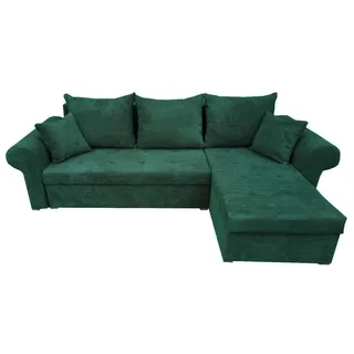 Ecksofa Valentino L-Form mit Schlaffunktion, Cordstoff Zoom 10 Jungle Green - Grün