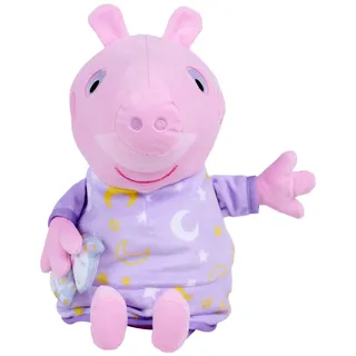 Simba Peppa Pig Gute Nacht Plüsch – 2-in-1 Kuscheltier mit Schlaflied & Schlummerlicht, mit Einhorn, automatische Abschaltung, Try-me-Funktion, 25 cm, ab 0 Monaten