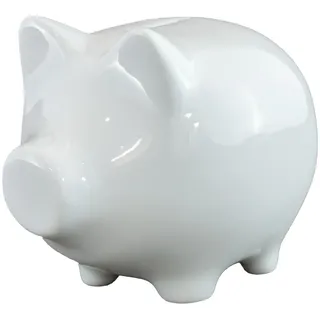 zweckart Sparschwein Größe M 14 cm mit Schlüssel weiß Porzellan