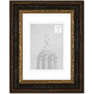 Barock-Bilderrahmen Heloise Schwarz Gold 21 × 29,7 cm A4 Museumsglas 2mm Antik gescheckt Vintage