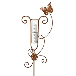 finehomegarden Regenmesser Gartenstecker Schmetterling Garten Balkon Niederschlagsmesser Wetterstation Wassermengenmesser