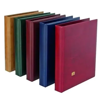 SAFE Briefmarken-Ringbinder Weinrot mit 11-Ring-Mechanik | Wattierter Ringbinder für bis zu ca. 60 Briefmarkenblätter