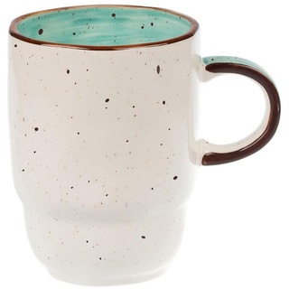 TREEWOO Rustikale Handgefertigte Keramik-Kaffeetasse Mit Gesprenkeltem Glasiertem Design, 350 Ml, Handbemalt, GrüNe Wirbel, UnregelmäßIge Keramiktassen FüR Tee, Cappuccino, Milch, Vintage-Farbe
