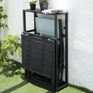 Svita Balkon-Set klappbar grau/blau