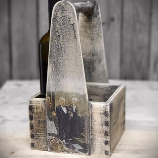 Vintage Flaschenständer für 4 Weinflaschen Holz Glasständer Flaschenhalter