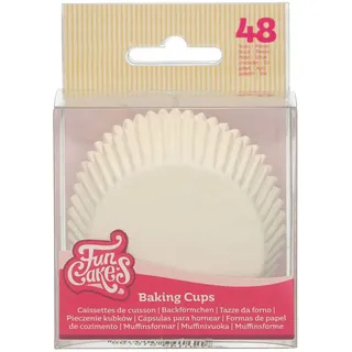 FunCakes Baking Cups Cupcake- und Muffinförmchen, White, 48 Stück | Für Muffins und Cupcakes, Fettdicht, Hergestellt aus hochwertigem Papier, Lebensmittelqualität, 5 cm Durchmesser, 3,2 cm Höhe