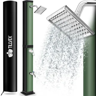 tillvex® Solardusche 40 Liter inkl. Abdeckung | Gartendusche warmes Wasser