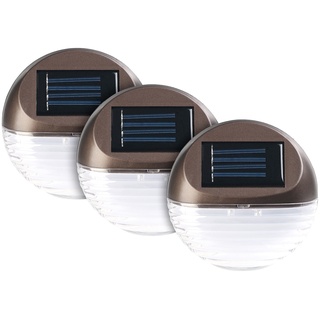 3er-Set Solar-LED-Zaunleuchte für Hauswand & Treppe, Lichtsensor, IP44