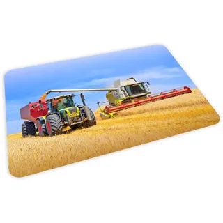 stabiles Vinyl Tischset mit Lerneffekt für Kinder Platzdeckchen Platzset abwaschbar reißfest farbecht (Mähdrescher)