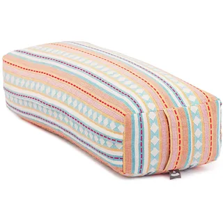 Bodhi Salamba Bolster Ethno Collection | Eckiges Yogakissen mit Bio-Dinkelfüllung | Waschbarer Bezug aus 100% Baumwolle | Yogarolle für Yin Yoga, Pilates, Meditation | Jacquard-Webart