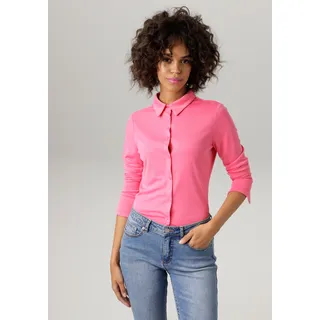 Hemdbluse ANISTON CASUAL Gr. 38, pink Damen Blusen langarm in strukturierter Jersey-Crepé-Qualität