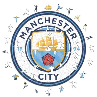 Iconic Puzzles, Manchester City Crest, 100% ökologisch nachhaltiges Holzpuzzle mit offizieller Lizenz, Größe S, 150 Teile