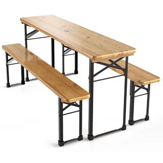 Beautissu Bierzeltgarnitur klappbar Holz BT22 170x46cm