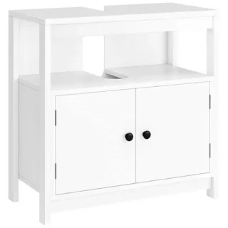Homfa Waschbeckenunterschrank Badezimmer Unterschrank mit 2 Türen und offenem Fach, Holz, 60 cm breit weiß