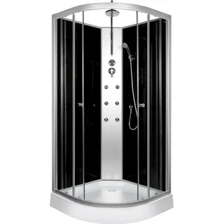 DUSCHTEMPEL FERTIGDUSCHE DUSCHKABINE ECHT GLAS KOMPLETT DUSCHE Wanne 90 X 90 cm - Schwarz