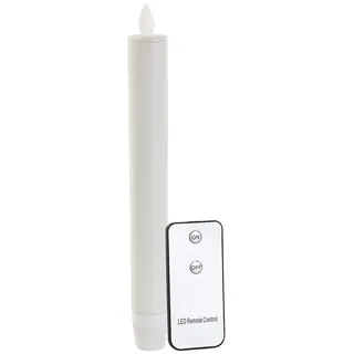 LED-Stabkerze mit beweglicher Flamme und Fernbedienung, weiß